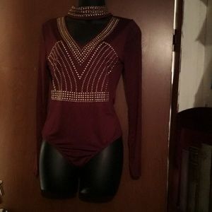 Burgundy body suit